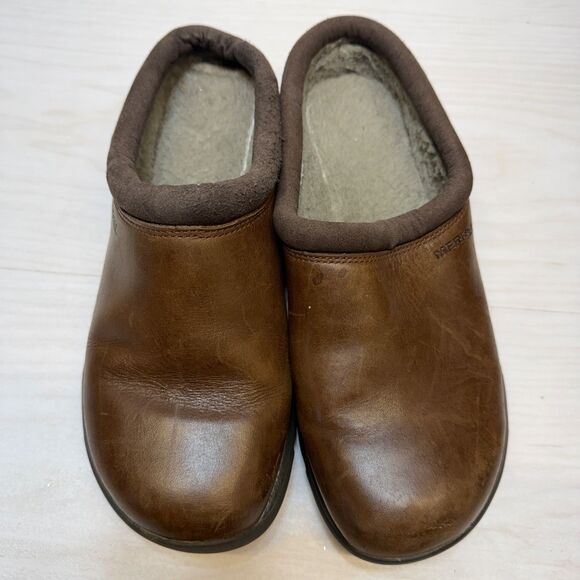 Merrell Encore Rexton Slide J95257 Men\'s 7.5 Brown Leather Comfort Slip-On Clog main image 5